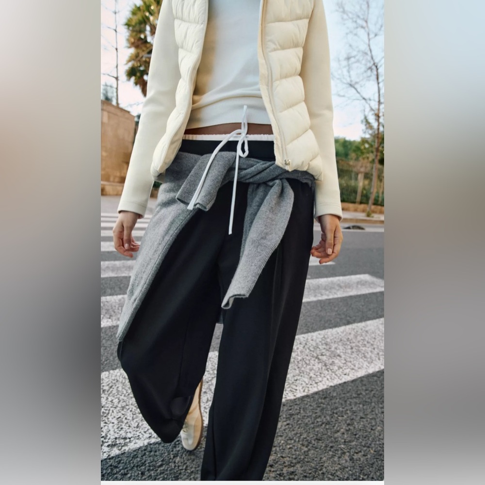 NWT ZARA DOUBLE WAIST WIDE LEG PANTS LARGE